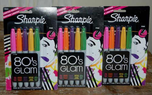3 Packs of 5 Sharpie Fine Tip 80&#039;s Glam Markers, Limited Edition Colors