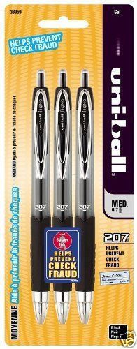 NEW 2 3 Pks 6 Uni-Ball 207 Signo Gel Pens Black Ink 0.7 mm Medium Point 33959