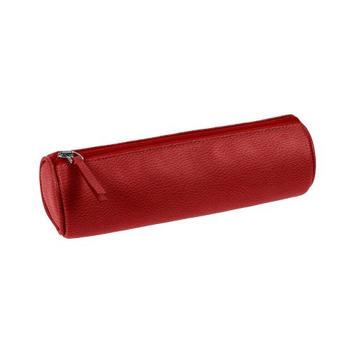 LUCRIN - Round pencil holder - Red - Granulated Calfskin - Leather