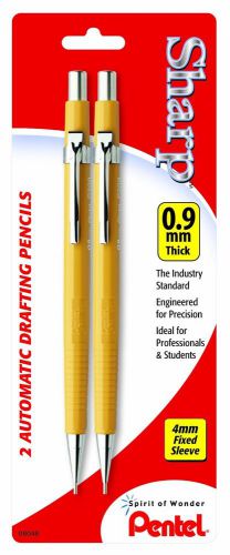 NEW Pentel Sharp Automatic Pencil, 0.9mm, Yellow Barrels, 2 Pack (P209BP2-K6)