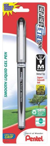EnerGel NV Liquid Gel Pen 0.7mm Med Line Capped Metal Tip Black Ink 1 Pack