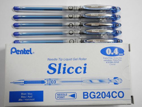 6 PCS  Pentel Slicci 0.4mm Extra Fine roller ball pen w/cap Blue(Japan)