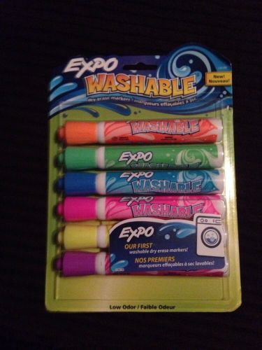 Expo Washable Bullet Tip Dry Erase Markers, Assorted Color, Pack of 6