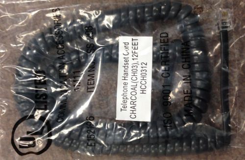 Telephone Handset Curly Cord 12 FT (HCCH0312) - Charcoal