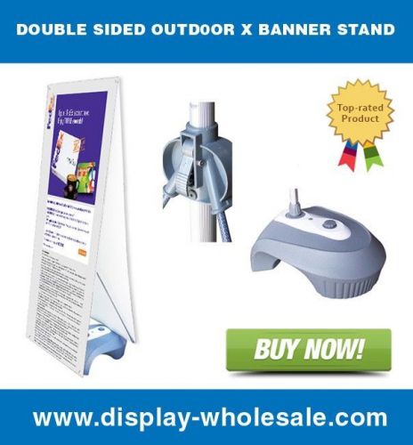 Double Sided Outdoor X Banner Stand with Water Fill Base [Free Shipping]