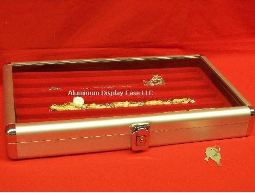 14 x 8 x 2&#034; aluminum display case w/ 6 slot red insert for sale