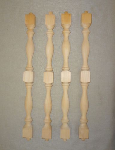 Set of 4 Wooden Ornate 17&#034; Balusters Spindles Wood Turnings - Never Used Type A