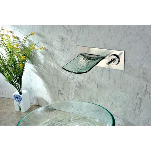 Modern wall mount waterfall faucet tap in brushed nickel finished free shipping for sale