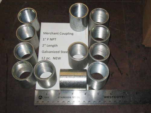 Lot of 12 Merchant Coupling,1 In FNPT Galvanized Steel 300 PSI WOG 1&#034; Pipe