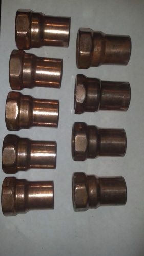 (9) 3/4&#034; to 1&#034; copper female thread adapters for sale
