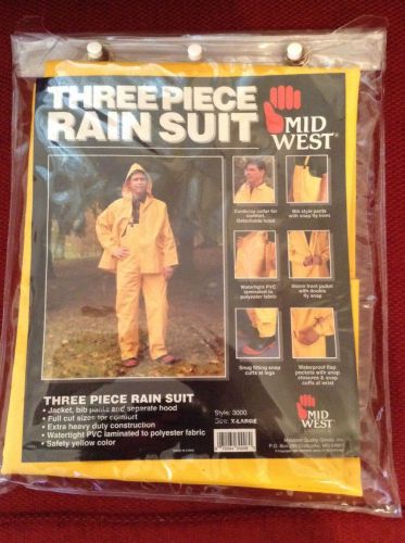 Large 3-piece rain suit contractor weight by midwest extra heavy duty pvc #3000 for sale