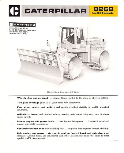 Equipment Brochure - Caterpillar - CAT - 826B - Landfill Compactor 1971 (E1522)