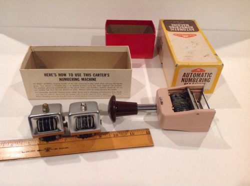 Vintage Office Lot Of 3 Deluxe Automatic Numbering Machines Carter&#039;s Kwikmrk