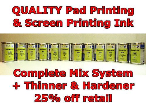 Pad printing screen printing ink cups sapphire j3 series, thinner &amp; hardener for sale