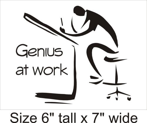 2X  Genius at work Silhouette Decal Vinyl Car i Pad Laptop Wall StickerFA83