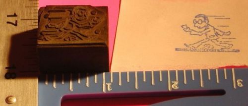 Vintage Letterpress Printers Block MAN WALKING FAST