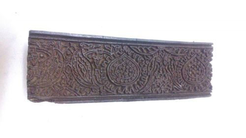 Vintage rare handcarved deep inlay carving boarder design textile printing block for sale