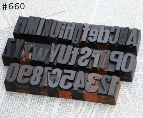 A-Z 0-9 alphabet number letterpress wood printing blocks wooden type Vintage