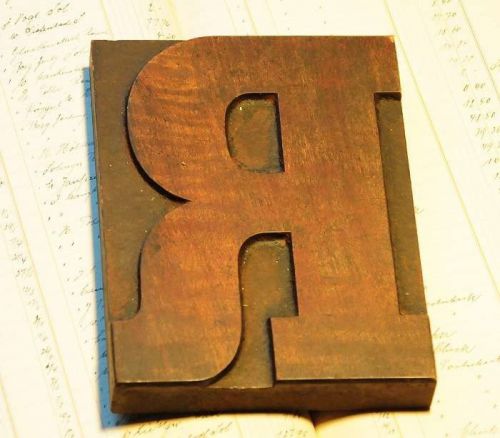 R - huge letterpress wood printing block vintage woodtype type print stamp ABC