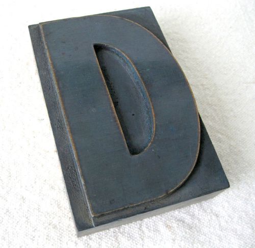 Letter D Vtg Wood Type Font Letterpress Printer&#039;s Block 4&#034; Initial Industrial