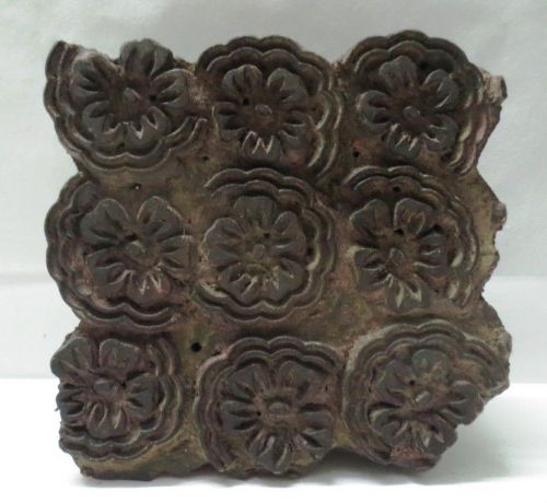 ANTIQUE WOOD CUT HAND CARVED TEXTILE FABRIC PRINTERS BLOCK STAMP BOLD PRINT