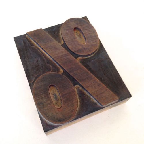 Percent Symbol 4&#034; Letterpress Symbol Wood Typeface Printer&#039;s Block