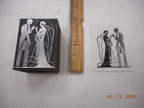 Letterpress Printing Printers Block, Gorgeous Wedding Groom puts Ring on Bride