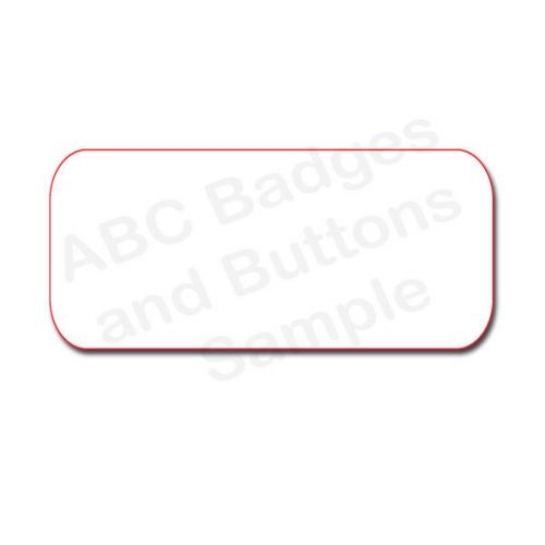 10 BLANK 1 1/2 X 3 WHITE / RED NAME BADGES TAGS 1/4&#034; CORNERS &amp; MAGNET FASTENERS