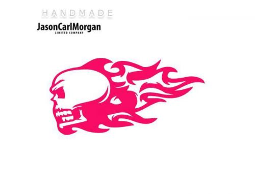 JCM® Iron On Applique Decal, Flaming Skull Neon Pink