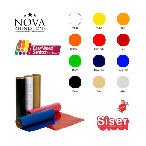 New Siser EASYWEED STRETCH Heat Transfer Vinyl 15&#034;X 12&#034; Choose From 12 COLORS!!!