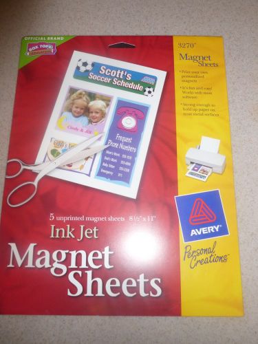 3270 Magnet Sheets AVERY Ink Jet 5 Unprinted 8.5&#034;x 11&#034;