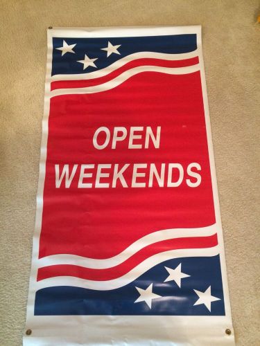 OPEN WEEKENDS Promotion Business Sign Banner 4ft.6in x 2ft.6in In American Flag