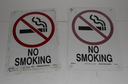 2 No Smoking  Sign Made In USA aluminum safety warning USED