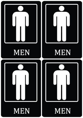 Black Bathroom Restroom Boys Men Man Wall Hanging Signs Set Of Four New USA S101