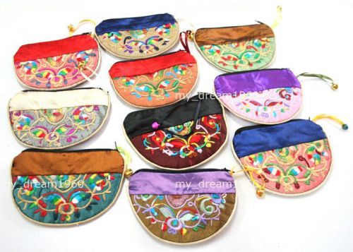 10pcs Mixed colors zipper EMBROIDERED COSMETIC Bag Jewelry bags handbag pouches
