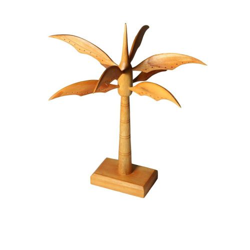 15&#034; tall natural wood palm tree earring display ( 1 display )