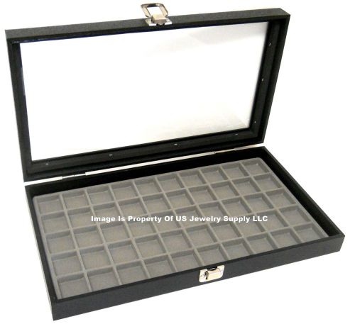 6 Glass Top Lid Cases 4 Grey 50 Space &amp; 2 of the 36 Space Jewelry Display