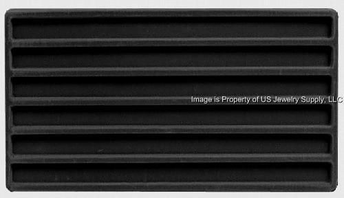 12 Black 6 Slot Jewelry Display Liner Inserts, Fit Standard Size Trays &amp; Cases