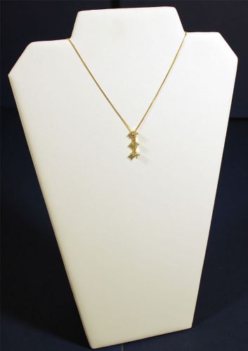 13&#034; White Leather Pendant Chain Necklace Jewelry Display Counter-Top Stand