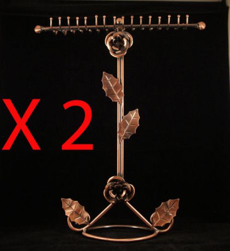 X2 RRP$80 Bronze metal necklace bracelet showcase jewellery display stand holder