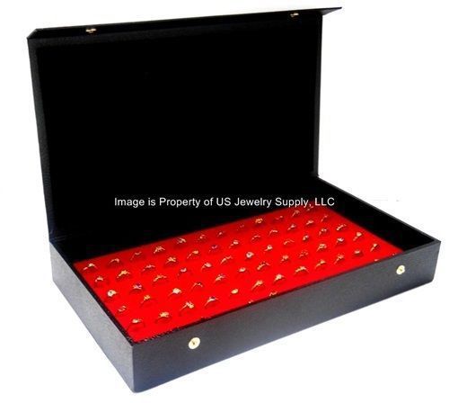 12 Wholesale Snap Closure Red 72 Ring Display Portable Sales Storage Box Cases