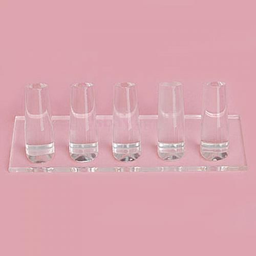 Clear acrylic 5-slot finger ring display jewelry stand showcase rack organizer for sale