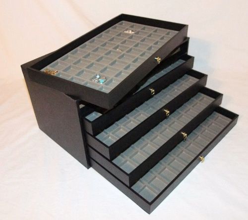 5 Drawer Multipurpose Storage Case 250 Compartments Gray Inserts