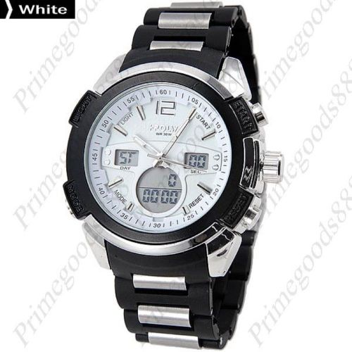 Waterproof Analog Digital Quartz Men&#039;s Wristwatch Alarm Stopwatch Date in White