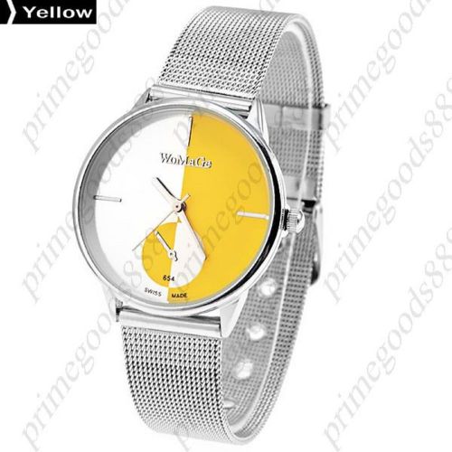 Stainless Steel Band  Round Lady Ladies Wrist Quartz Wristwatch Women&#039;s Yellow