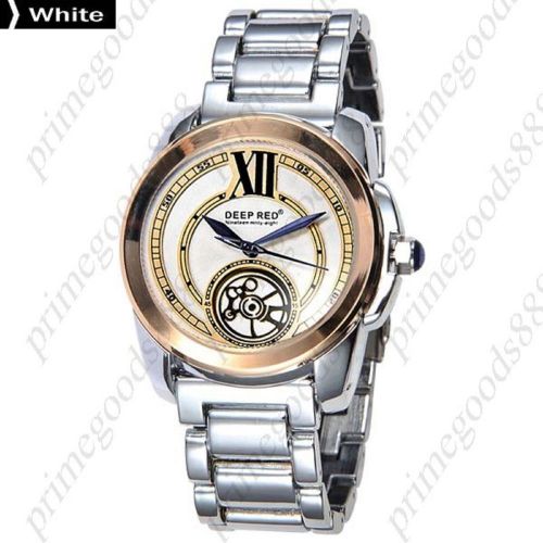Silver gold golden alloy band quartz analog free shipping men&#039;s wristwatch white for sale