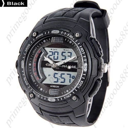 50 Meter Waterproof Digital Date Analog Men&#039;s Wrist Quartz Wristwatch Black