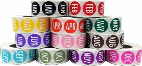 Month of the Year Stickers - Color Coded Round 3/4&#034; Inch Stickers All 12 Months