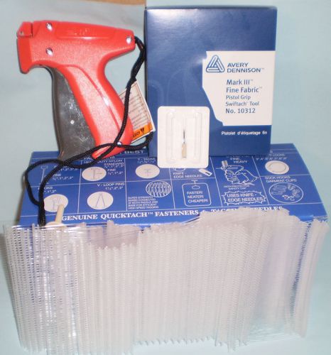 Avery dennison fine fabric clothing price tagging gun + 5000 2&#034;  barbs #10312 for sale