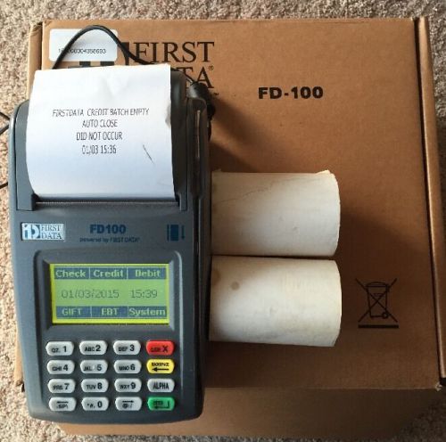 First data fd-100 credit card machine &amp; 3 rolls paper for sale